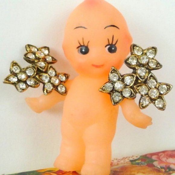 Brooches Pair Rhinestone Flowers Cluster Bridal Rare 1950s Vintage Holiday - Picture 8 of 8